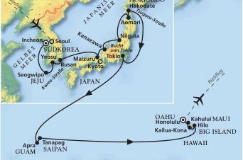 Route von MS Artania