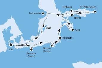 Route MS Delphin 09.06.2014 - 22.06.2014 - Zu den Metropolen der Ostsee mit St. Petersburg