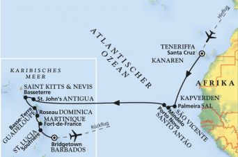 Route von MS Artania