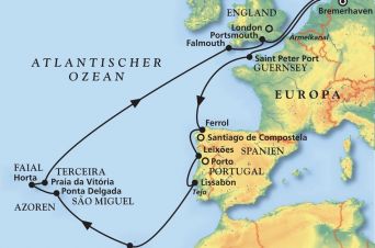 Route von MS Artania