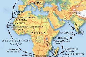 Route von MS Artania