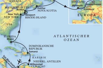 Route von MS Artania