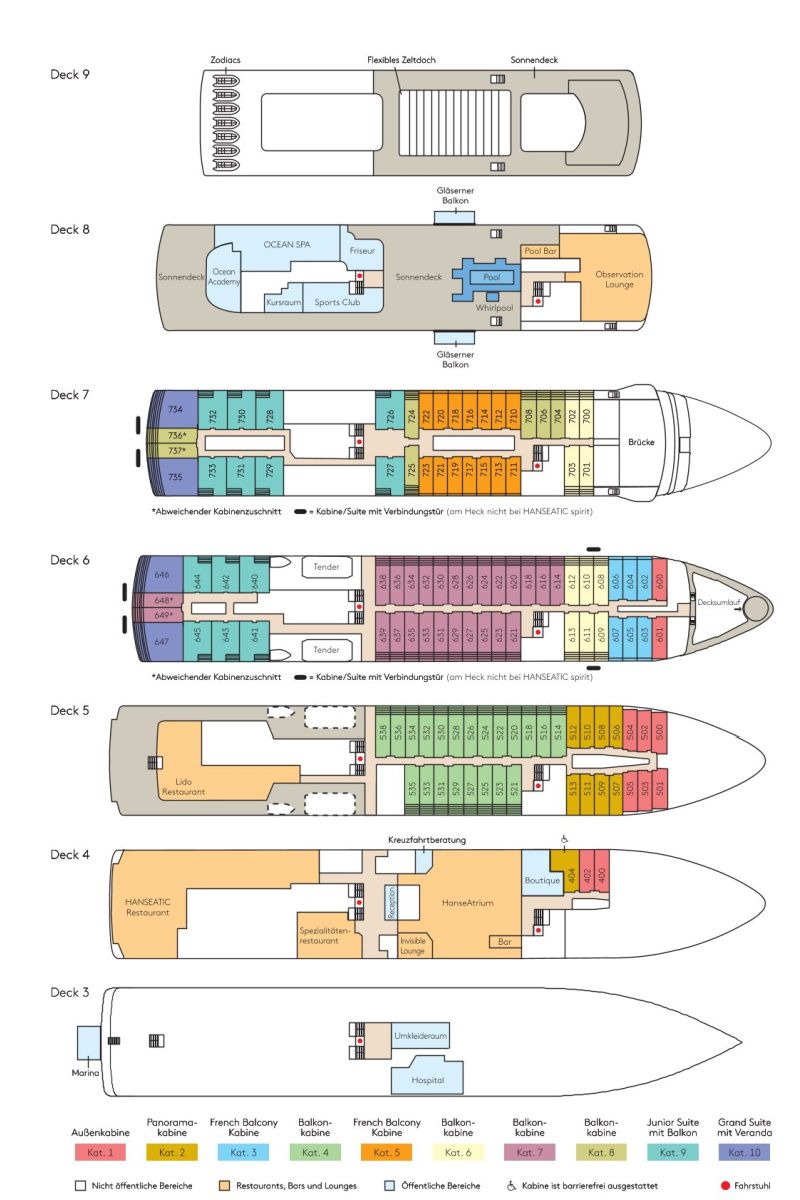 MS HANSEATIC nature - Decksplan