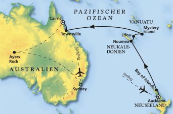 Route von MS Artania