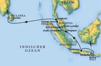 Route von MS Artania