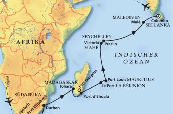 Route von MS Artania
