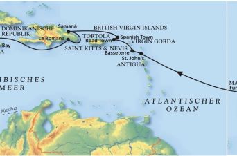 Route von MS Artania